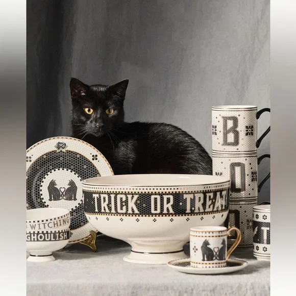 Anthropologie Halloween mug! The Bistro Tile  Stoneware Mug - Halloween edition! - Picture 7 of 10